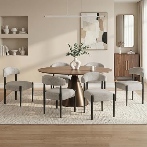 VKNOW Wooden Dining Chairs Set of 2 with Black Wood Legs, Curved Backrest - color: Brown(black Legs), size: Set of 2