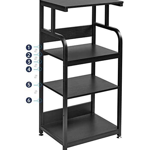 Fannova 4 Tier Tall Printer Stand with Height Adjustable Storage Shelf | 20.8"x15.7"x44.5", Printer Table with Wheels for Home Office, Printer Cart with Space for Shredder Computer Tower CPU, Black - color: Classic Black