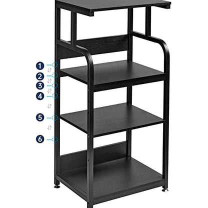 Fannova 4 Tier Tall Printer Stand with Height Adjustable Storage Shelf | 20.8"x15.7"x44.5", Printer Table with Wheels for Home Office, Printer Cart with Space for Shredder Computer Tower CPU, Black - color: Classic Black