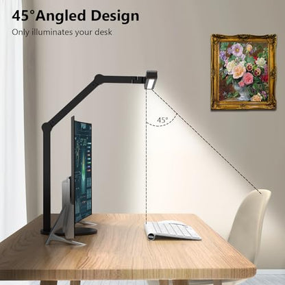 Micomlan Architect Desk Lamp with Atmosphere Lighting, Adjustable Led Desk Light for Home Office with Base, 24W Bright Auto Dimming Table Light with Rotatable Swing Arm for Workbench Computer - color: Black