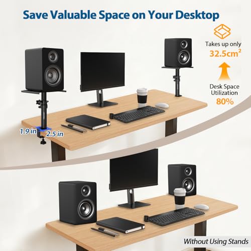 Vondynote Set of 2 Desktop Clamp Speaker Stands Short Studio Monitor Stands