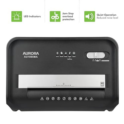 Aurora AU1085MA High-Security 10-Sheet Micro-Cut Paper and Credit Card Shredder with 4-Gallon Pullout Wastebasket/ 20 min Run Time - size: 10-Sheet MicroCut