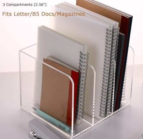 Acrylic Desk File Organizer, 3-Section Vertical File Folder Rack,Clear - size: Standard 3-Section