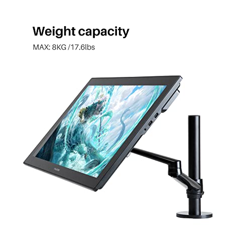 HUION ST410 Single Monitor Arm for Screens up to 32 Inch | Holds up to 17.6 lb, Fully Adjustable VESA Desk Mount, Clamp or Grommet Base - size: Clamp Mount