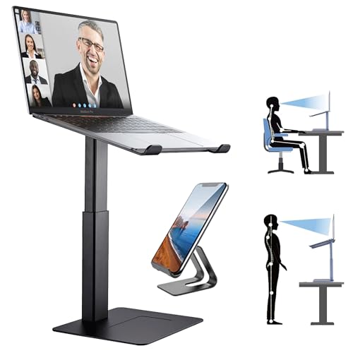 Laptop Stand for Desk, Ergonomic Sitting and Standing Laptop Riser for Notebook MacBook 11-17 Inches，DJ Laptop Stand Adjustable Height from 7-15 Inches Aluminum(Black) - color: Black