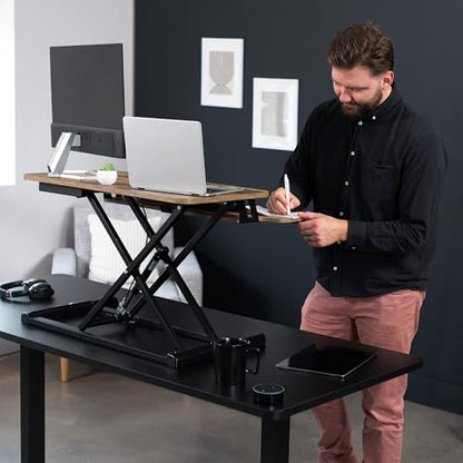 VIVO Reclaimed Wood 32 inch Desk Converter, DESK-V000KP - color: Reclaimed Wood, size: 32"
