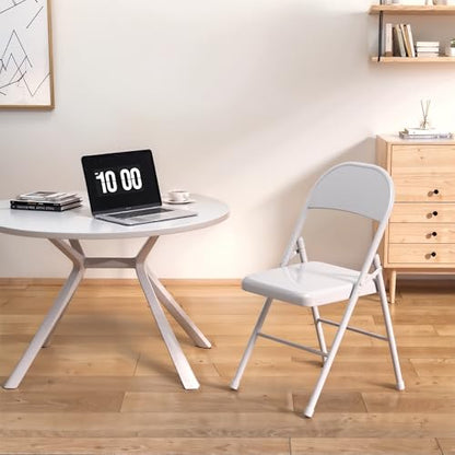 VECELO Metal Folding Chairs 4 Pack, Double Hinged Steel Frame Easy Foldable&Stackable for Office Kitchen Dinning Wedding Patio and Garden - color: Grey