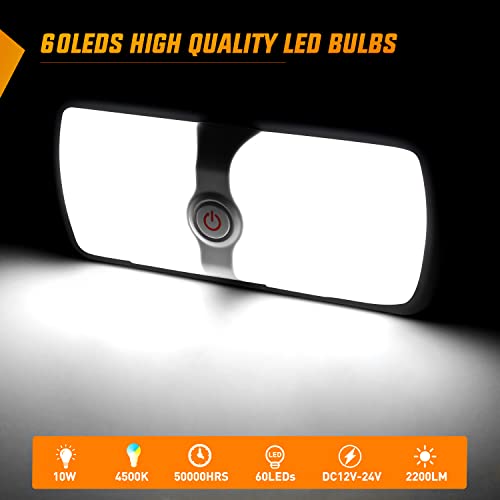 Nilight 5pcs 12V RV Interior Lights LED Ceiling Double Dome Light with ON Off Switch Lighting Natural White 4000-4500K for Car Trailer Camper Boat - color: White Interior Lights-11" 5PCS