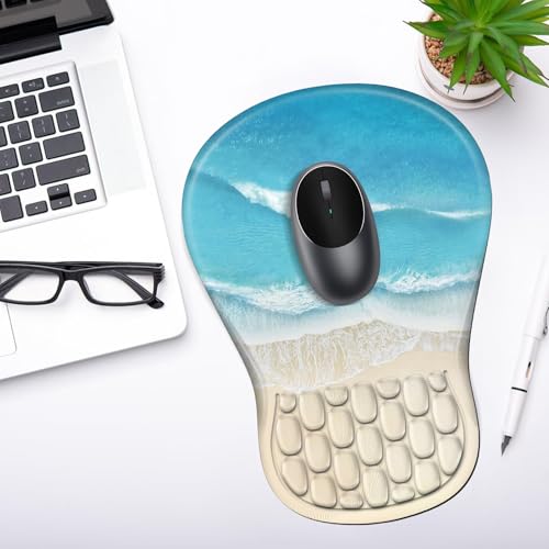 YIWEI Ergonomic Mouse Pad with Wrist Rest for Carpal Tunnel Pain Relief - color: Beach-1