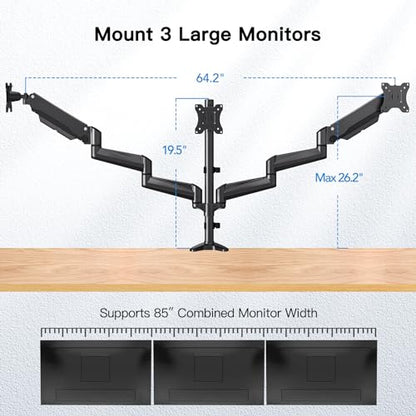 HUANUO Triple Monitor Mount&Laptop Tray