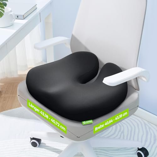 AUVON Triple-Layer Gel Seat Cushion for Cool & Pressure-Free Sitting | Chair Cushion with Cooling Gel, Ergonomic Dual-Density Memory Foam for Hemorrhoid, Sciatica & Tailbone Pain Relief, Anti-slip