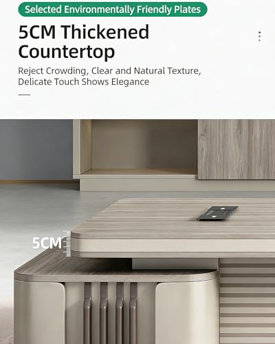 L-Shaped Executive Desk with Side Cabinet and Multimedia Socket - color: A-right, size: 78.7in