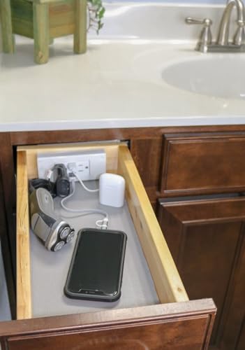 Compact in-Drawer Outlet with Cord Management Arm (2) USB-A Ports (2) 15 Amp Plugs fits Narrow and Shallow Drawers - size: (2) USB-A, style: Compact