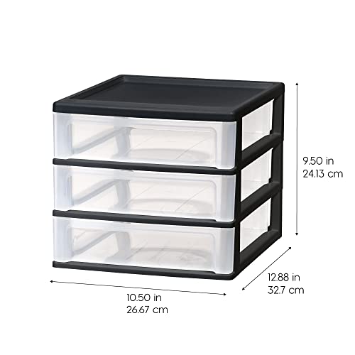 IRIS USA 2-Pack, 3-Drawer Medium Plastic Stacking Desktop Organizer, Black - color: Black, style: Medium - 2 Pack