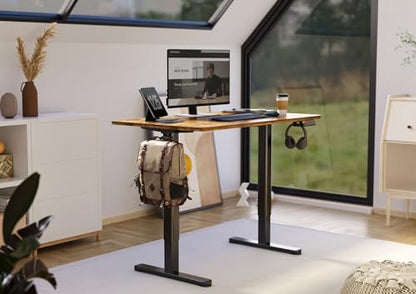 Claiks Electric Height Adjustable Standing Desk, 35x20 Inch, Rustic Brown | Smooth Height Adjustment, 3 Memory Presets, Cable Management Hub&Hook, Stable Steel Frame, 176lbs Capacity, Easy Assembly - color: Rustic Brown, size: 35