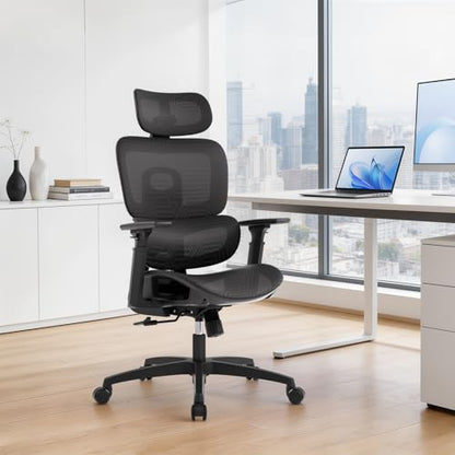 MoNiBloom Ergonomic Office Chair, High Back Mesh Desk Chair for Home, Black