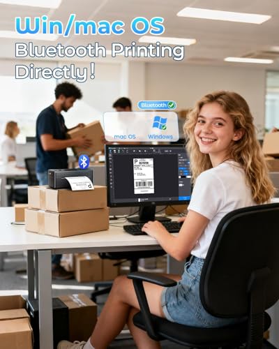 Thermal Shipping Label Printer 4x6 Bluetooth Label Maker for Small Business | 2410BT Wireless Label Printers Compatible with iOS Android & PC, Widely Used for USPS, Tiktok - color: Black, style: Label Printer