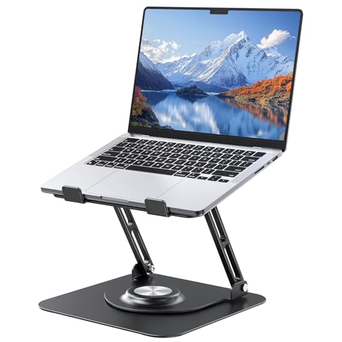 Laptop Stand for desk(360°Rotating),Aluminum laptop Riser for 10-16"Laptops | Adjustable Multi-Angle Ergonomic Laptop Stand, Foldable Portable for Home Office, Fits MacBook Air Pro Dell HP Laptops - color: Black