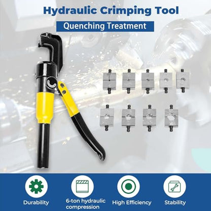 6 Ton Hydraulic Wire Cable Lug Terminal Crimper Crimping Tool 9 Dies
