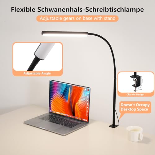LED Desk Lamp for Office Home, Adjustable Flexible Eye-Caring Desk Light with,5 Modes 10 Brightness Adjustment, USB Adapter Desk Lamp with Clamp-MINI-B - style: Mini