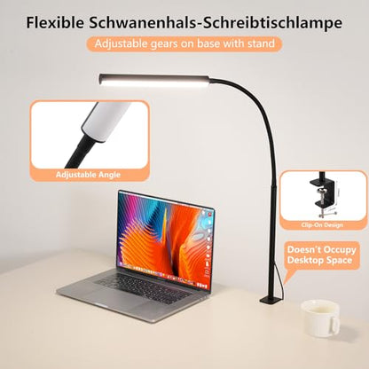 LED Desk Lamp for Office Home, Adjustable Flexible Eye-Caring Desk Light with,5 Modes 10 Brightness Adjustment, USB Adapter Desk Lamp with Clamp-MINI-B - style: Mini