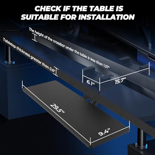 Keyboard Tray Under Desk,360° Adjustable Slide Out Keyboard Tray Under Desk | with Mouse Pad & Wrist Rest，Ergonomic Large Size Keypad Tray Holder， Suitable for Office/Game/Home