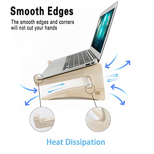 UI U & I Laptop Stand, Wooden Laptop Stand, Detachable Wooden Notebook Holder Mount Stand for Desk, 11-14inch Compatible with Apple MacBook Air Mac Pro, HP, DELL, Acer, Toshiba, Surface, Lenovo etc - size: small