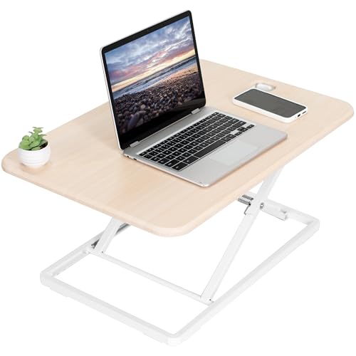 VIVO Light Wood 26 in Single Top Standing Desk Converter, DESK-V001JF - color: Light Wood, size: 26"