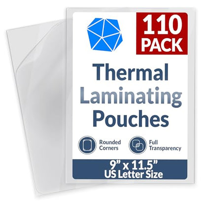 Reli. Professional Grade Thermal Laminating Sheets 110 Pack | 9" x 11.5" | Clear Laminating Pouches for 8.5" x 11" Paper | Fits Heat Laminator Machines | 110 Pack, 9" x 11.5" Sheets