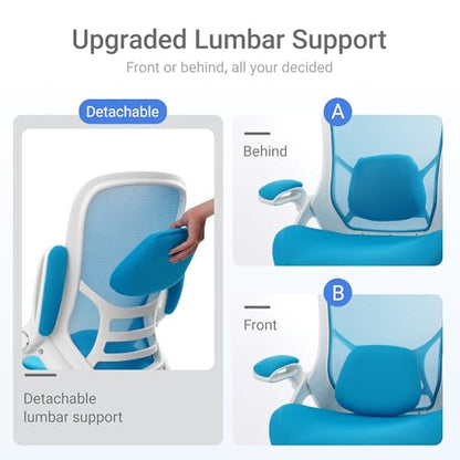 HYLONE 400lbs Heavy Duty Office Chair, Computer Desk Chair Blue | Office and Home, Big and Tall, 5" Thickened Seat, Ergonomic with Adjustable Armrests - color: Blue