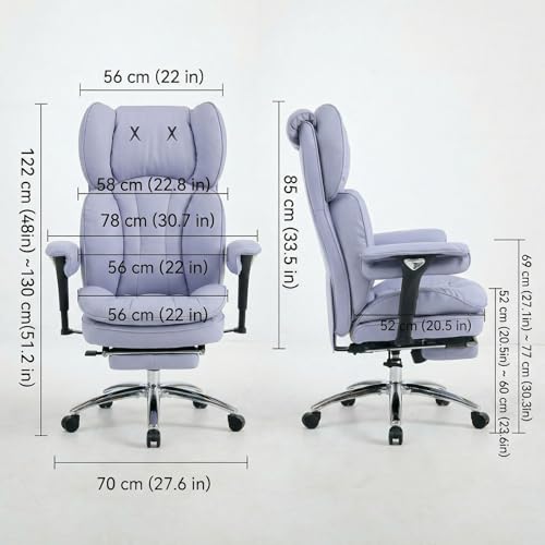 Efomao Big & Tall Desk Chair, Wide Executive Office Chair with Footrest Purple - color: 3070mus-purple
