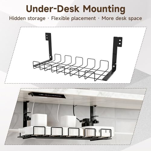 Clamp On Desk Shelf, 2 Tier 17in Office Desk Shelves Organizer (Black) - color: Black