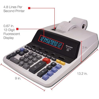 SHREL2630PIII - Sharp EL2630PIII Microban Print Display Calculator - color: Black/Red