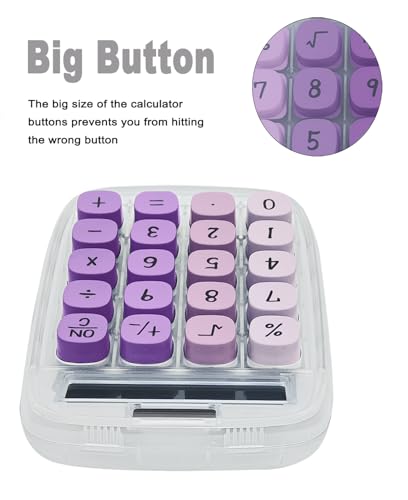 Deskboard Buddy with Calculator, Mechanical Calculator(Purple) | Large LCD Display 8 Digit Tilt Screen and Big Button for Teachers Students Basic Office - color: T - Purple