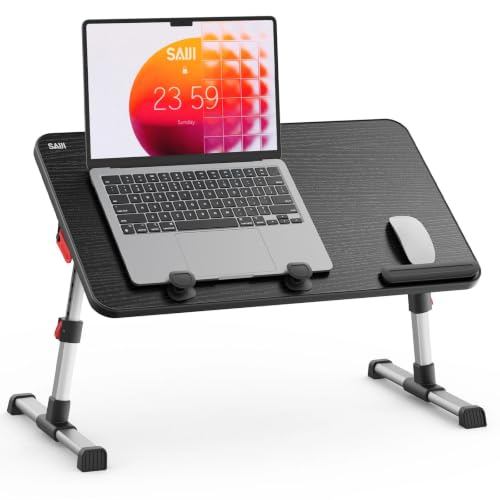 SAIJI Laptop Bed Tray Table,Lightweight Foldable Lap Desk | Adjustable Standing Desk Foldable for Sofa Couch Floor Working Studying Reading Writing Eating,Fit Up to 17" Laptop - color: Black, size: 23.6*13 inches
