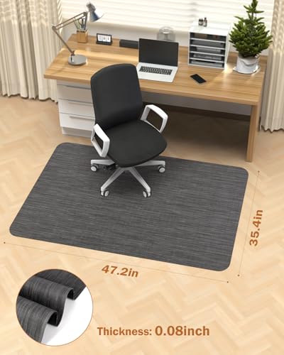 Blvornl Office Chair Mat for Hardwood Floor, 35.4"*47.2" Desk Computer Mat for Hard Wood, Large Anti-Slip Hard Floor Protector Rolling Chair Mat, PVC Desk Rug for Office Black - color: Black, size: 35.4"*47.2"