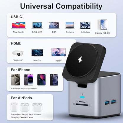 USB C Laptop Docking Station, 9 in 1 Hub with MagSafe Charger, Silver Gray - color: Silver Gray