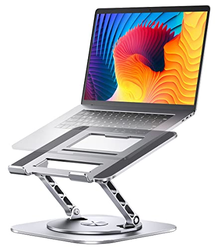 AOEVI Adjustable Computer Stand with 360 Rotating Base, Ergonimic Foldable Laptop Riser for Desk Compatible with MacBook Pro/Air Notebook up to 16 Inches, Silver - color: B-Silver