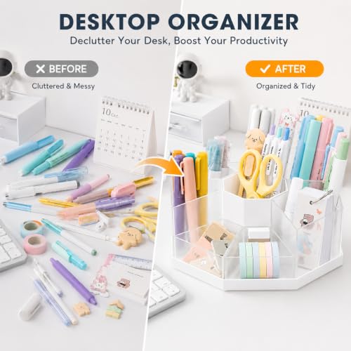 Rotating Pen Holder for Desk, 360 Degree Desk Organizer, Desktop Storage