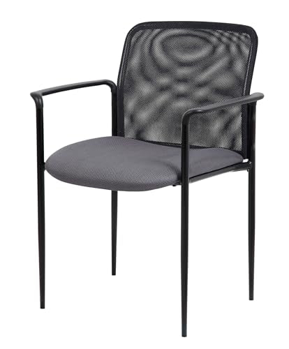 Boss Office Products Stackable Mesh Guest Chair in Grey (B6909-GY) - color: Grey