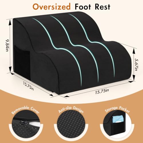 Foot Rest Under Desk,Ergonomic Foot Rest Office Comfort Foot Stool at Work - color: Black