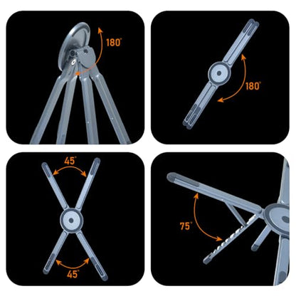 Foldable Desktop Portable Laptop Stand, Adjustable Laptop Riser with Magnetic Phone Holder, Aluminum Alloy Notebook Stand Compatible with 10-16” Laptops and 4-13”Phones/Tablets(Silver Gray) - color: Silver Gray