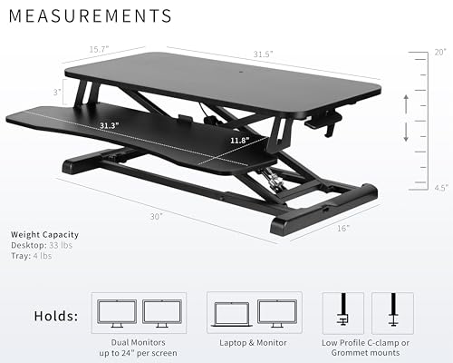 VIVO Black Carbon Fiber 32 inch Desk Converter, DESK-V000KR - color: Black Carbon Fiber, size: 32"