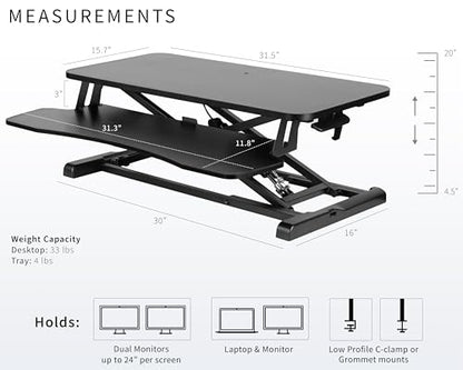 VIVO Black Carbon Fiber 32 inch Desk Converter, DESK-V000KR - color: Black Carbon Fiber, size: 32"