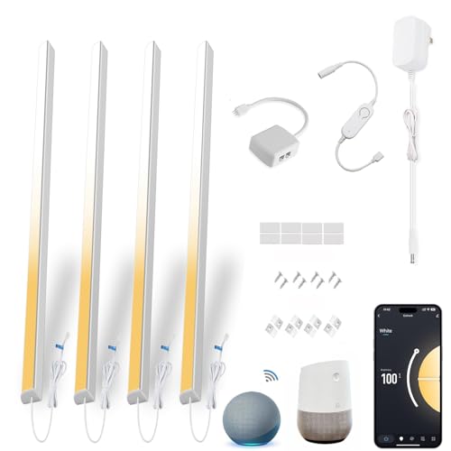 Cefrank Under Cabinet Lighting LED Bar Kit, V-Shape Plug in, 4-Pack 12in