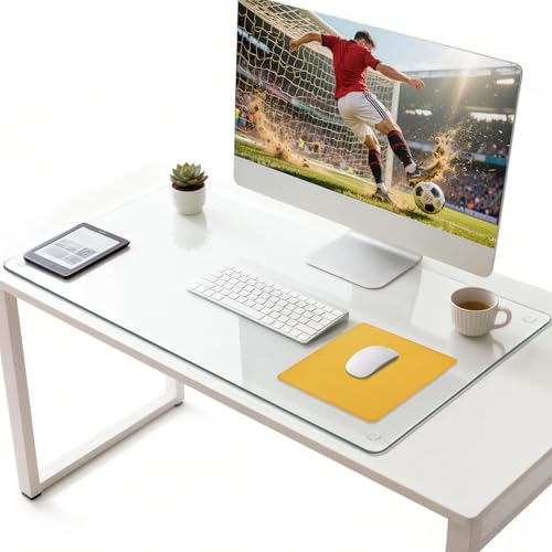 Tempered Glass Desk Pad to Protect Desk,Clear Office Desk Pad for Keyboard and Computer Monitor,Glass Desk Mat for Desktop Dry Erase,20 x 32 inch - size: 20" x 32"