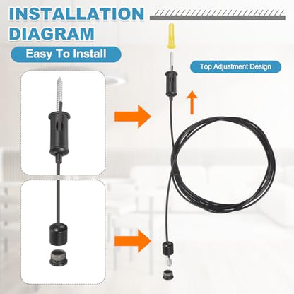 uxcell 4Set Ceiling Hanging Wire Cable Kit, 2.6ft Top Adjust Adjustable Hanging Wire Rope Suspension with Mount Screw Kit for Pendant Chandelier Ceiling LED Panel Light, Black - color: Black, size: 2.6ft