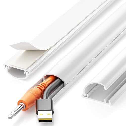 Delamu 42.5in Self Adhesive Cord Hider Wall, Cord Cover, White 1.18"×0.43" - color: White, size: 42.5in L X 1.18in W X 0.43in H