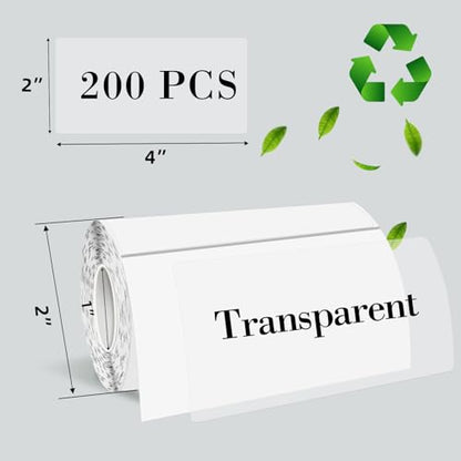 Transparent Thermal Labels Stickers 2x4 Inch, Self-Adhesive Clear Waterproof Thermals Stickers for Logo Design, Transparent Direct Thermal Labels- 200 Sheets - color: Transparent, size: 2*4 inch