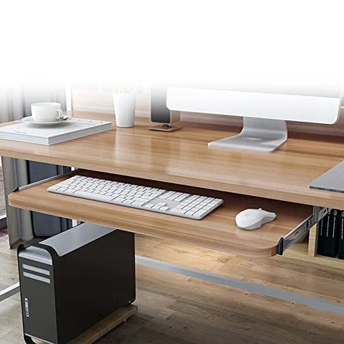 V3VOGUE 5 Colours Wooden Desk Extender Keyboard Tray - Under Desk Slide-Out, Office Keyboard Drawer with Height Adjustable, Keyboard Mouses Storge Shelf/Sliding Keyboard Support - color: A-walnut, size: 54*27 cm(21*11 Inch)